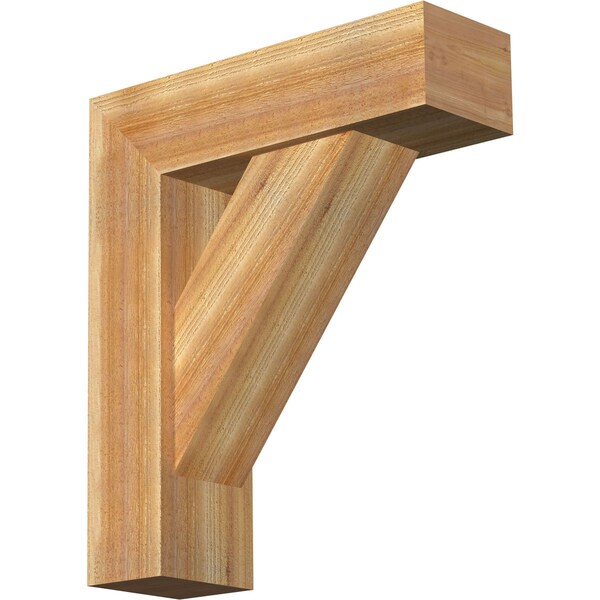 Ekena Millwork Traditional Block Rough Sawn Bracket w/ Offset Brace, Western Red Cedar, 8"W x 26"D x 30"H BKT0806X26X30TRA05RWR - main